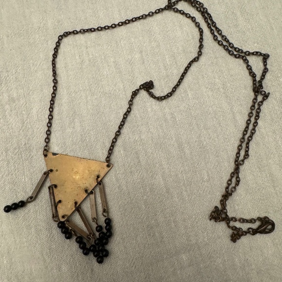 Gold triangle pendant long necklace - Picture 1 of 4
